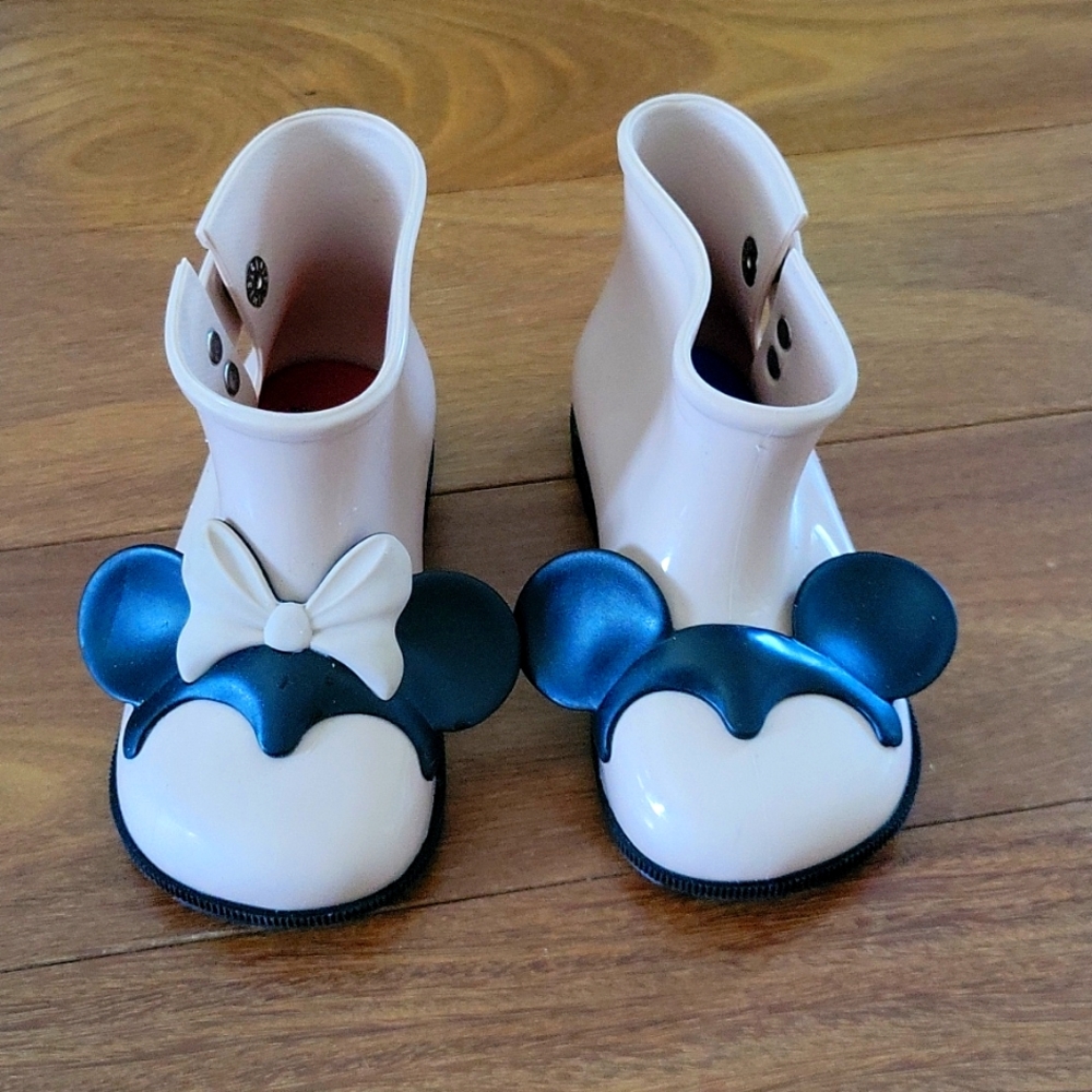 Mini MELISSA Pale Pink Minnie And Mickey Rain Boot
